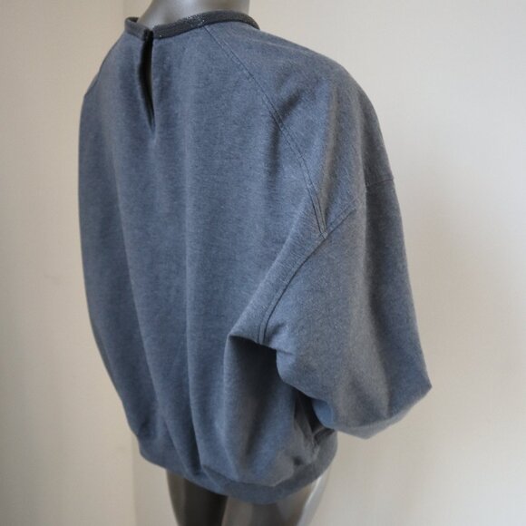 Brunello Cucinelli Monili Sweatshirt Gray Drop Shoulders Relax Cotton Size XXL - Picture 7 of 9